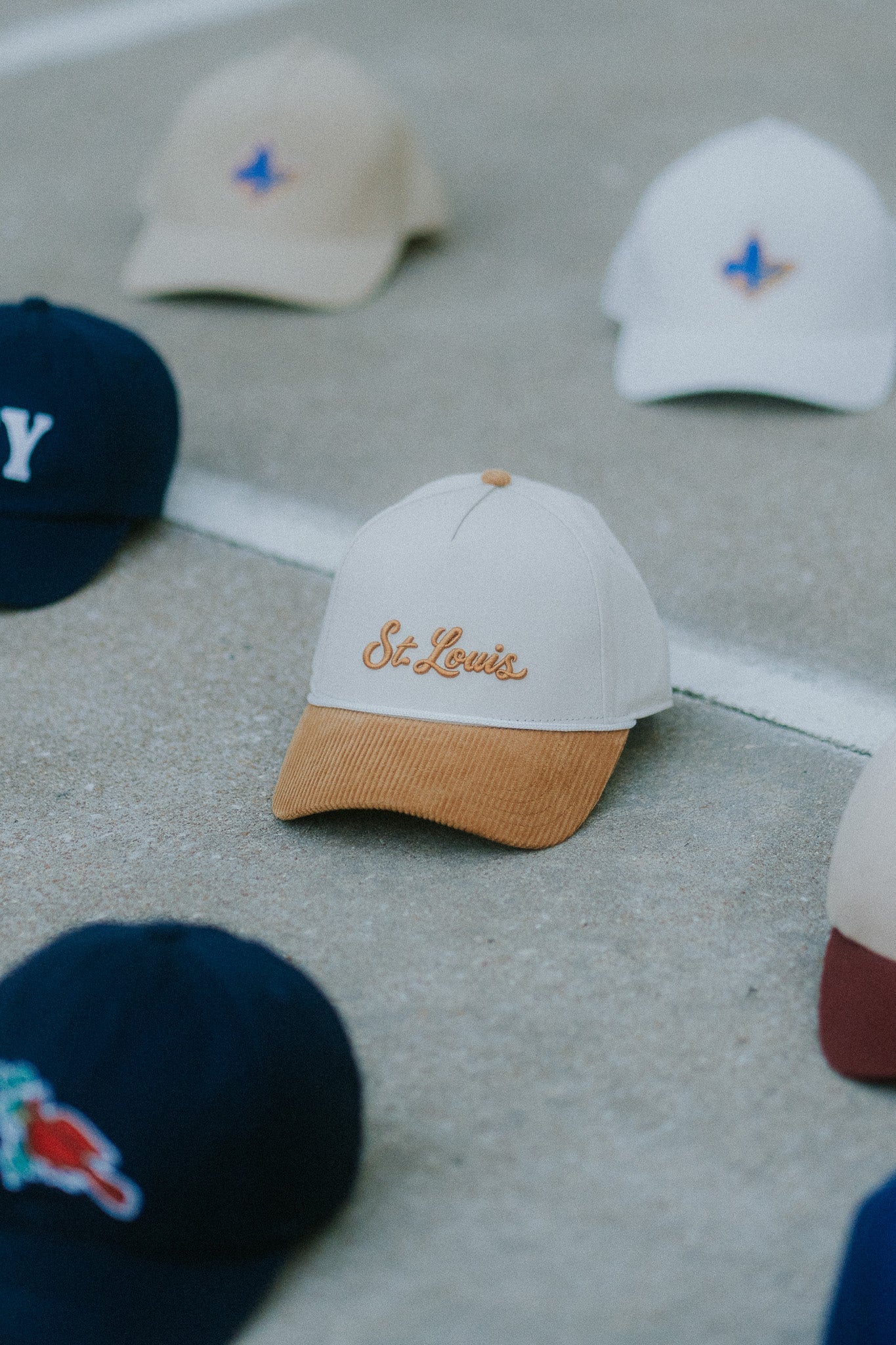 St. Louis Rope Snapback mid profile hat with corduroy visor by JON BLANCO