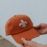 Organic Fleur-de-lis Hat with Felt Patch - Mid Profile
