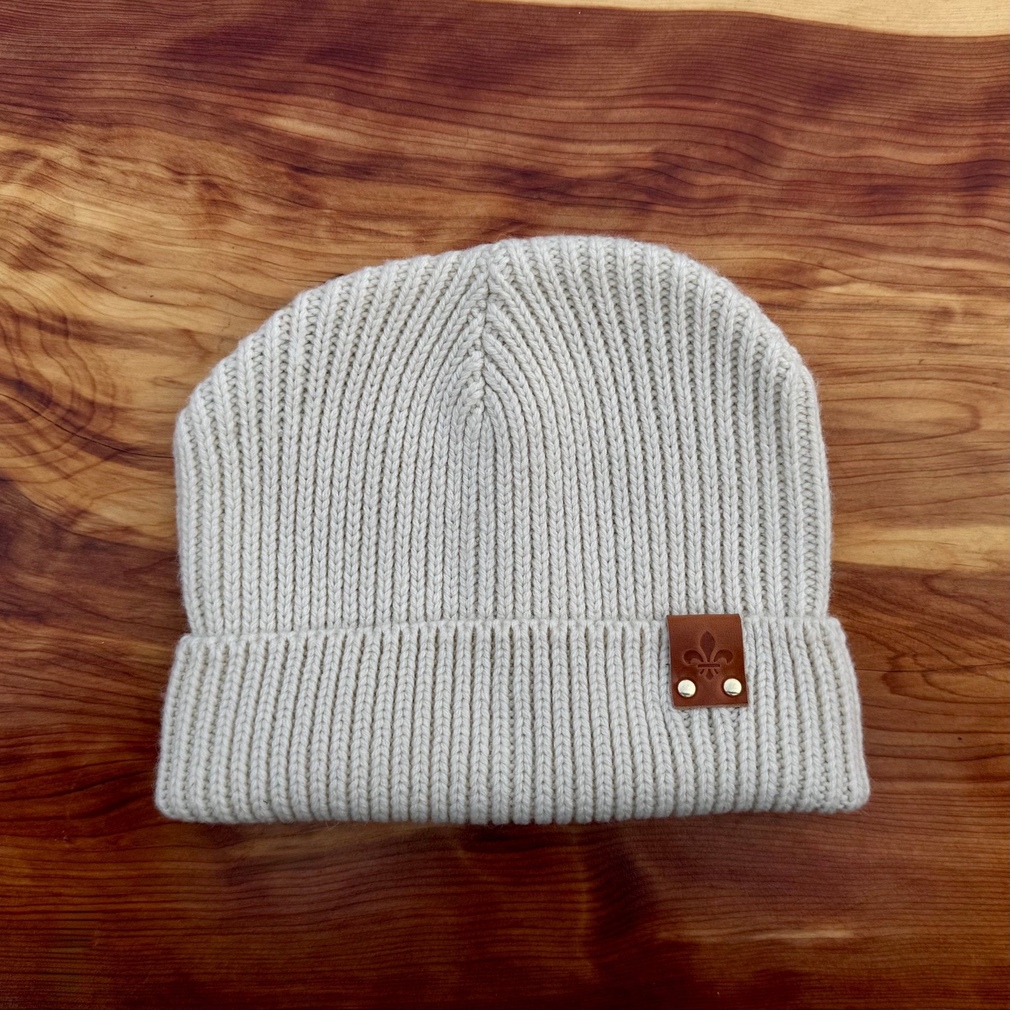 Recycled Wool Fleur - de - Lis Beanie (Ansgar Leather Co Collab) - JON BLANCO