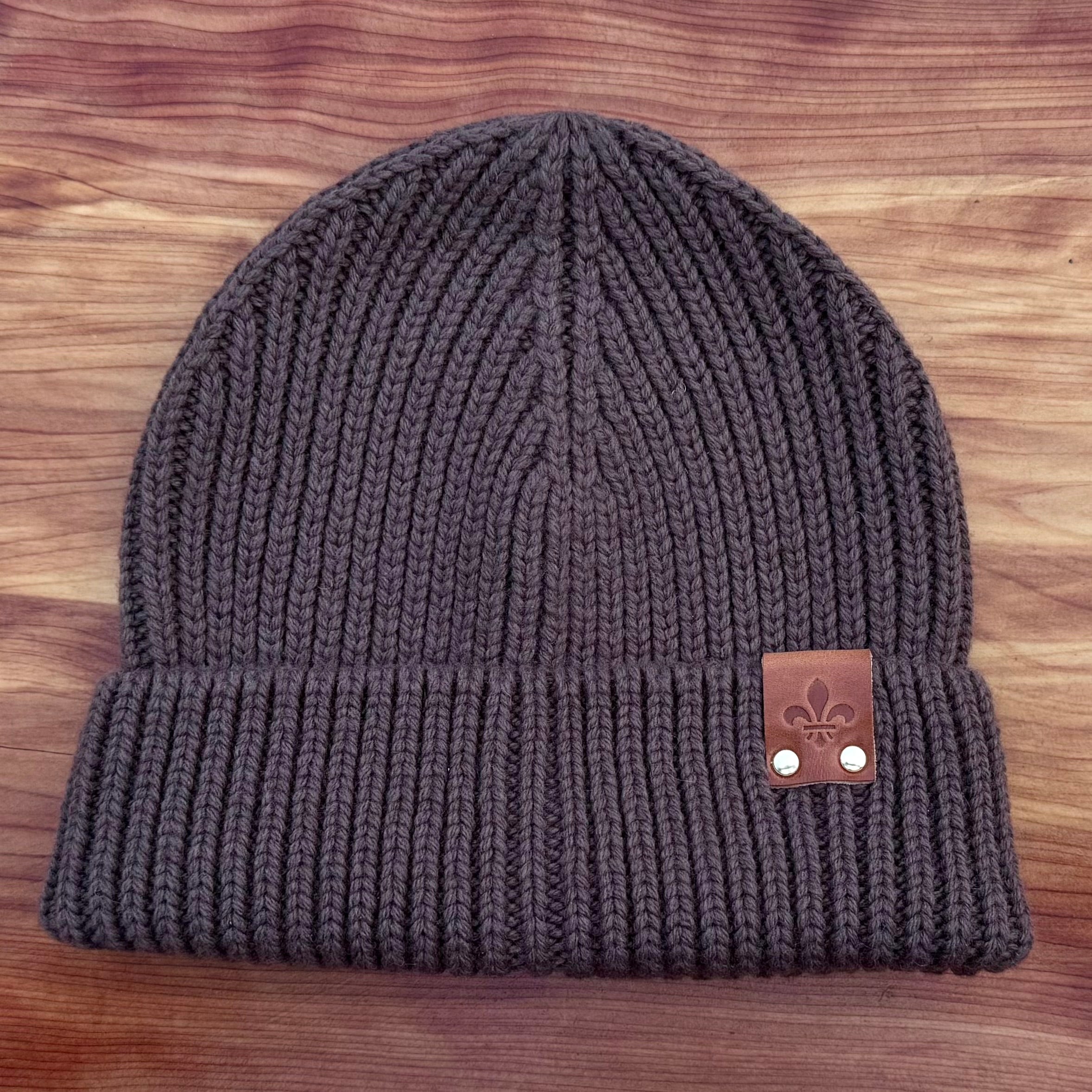 Recycled Wool Fleur-de-Lis Beanie (Ansgar Leather Co Collab)