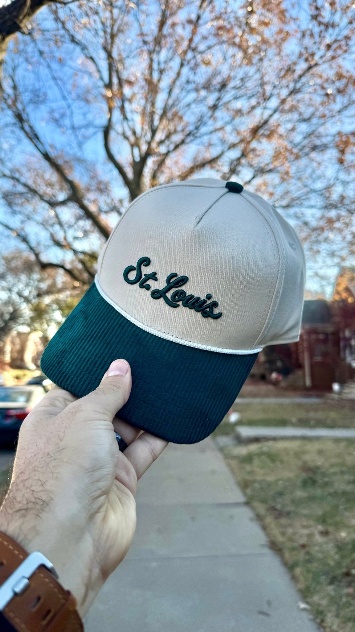 Organic St. Louis Rope Snapback Hat with Corduroy Visor - JON BLANCO