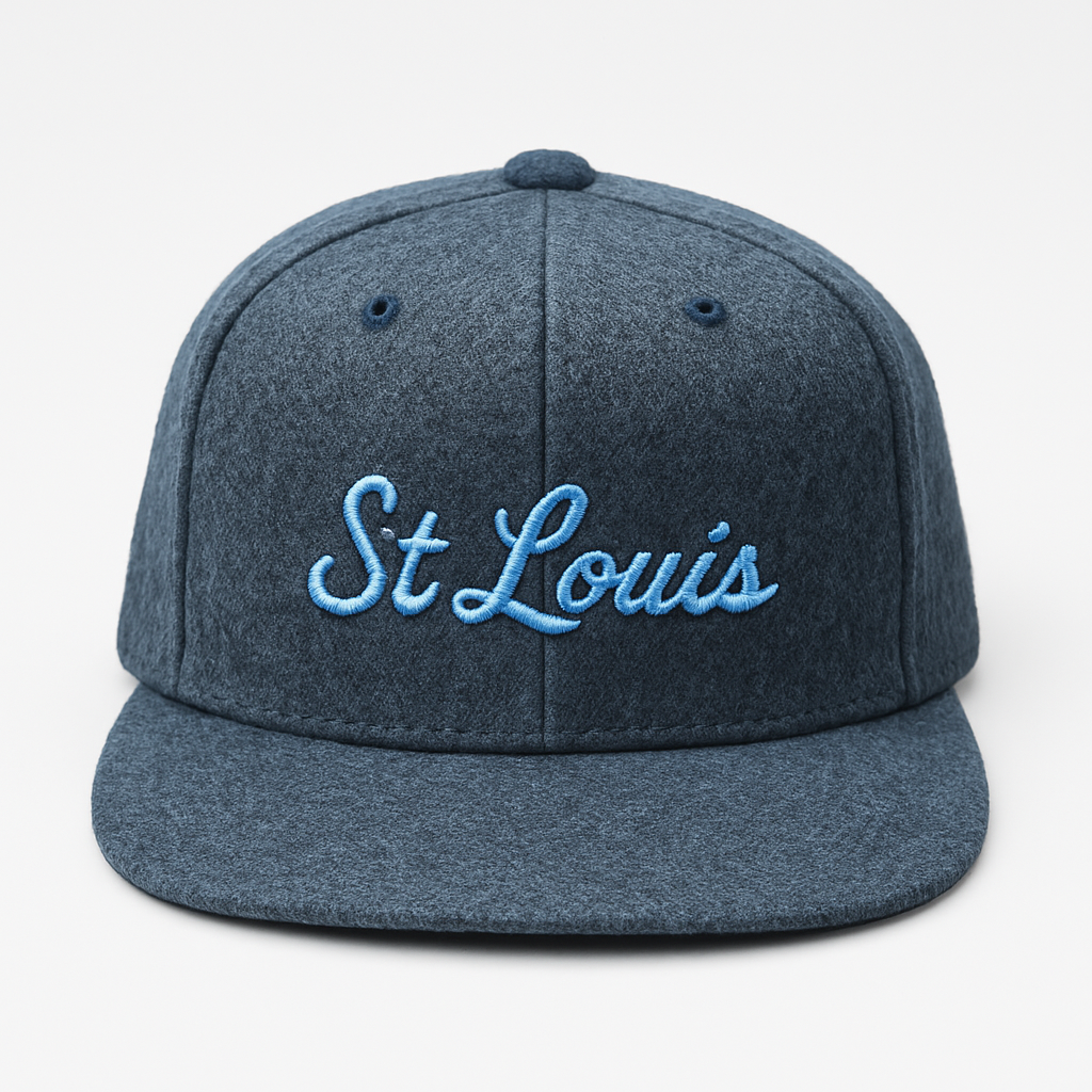 Gray  cap with 'St Louis' embroidery on a light gray background